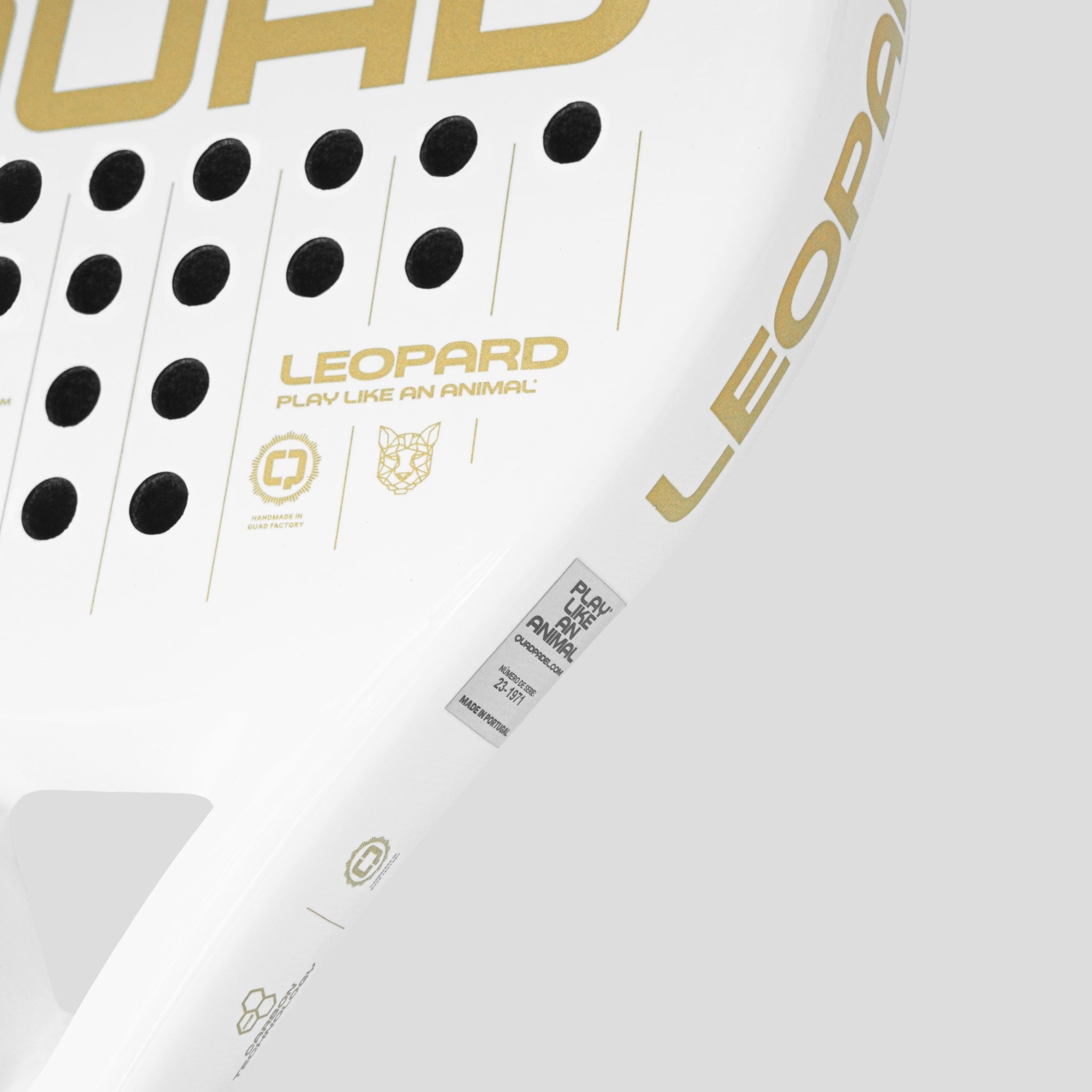 QUAD Leopard padel racket side view