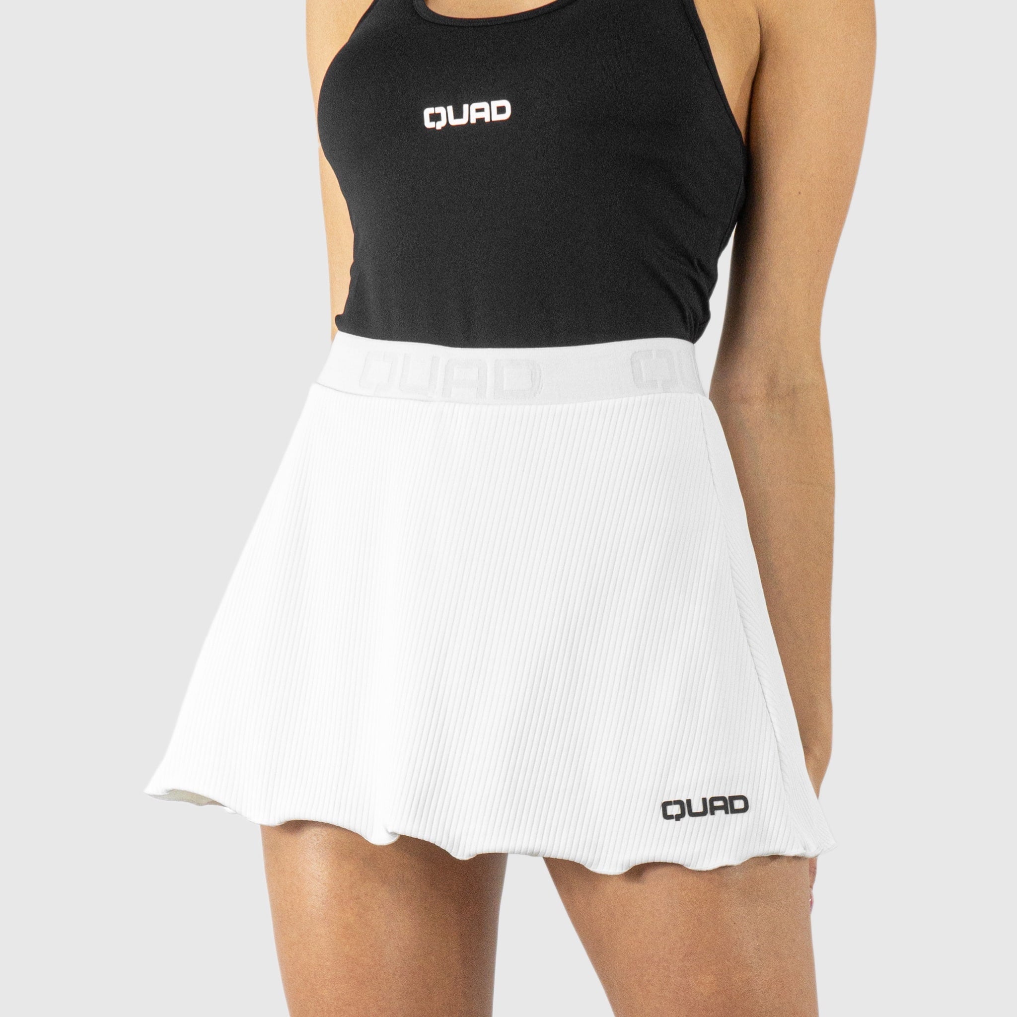 Quad Padel Lightweight Skirt white front view